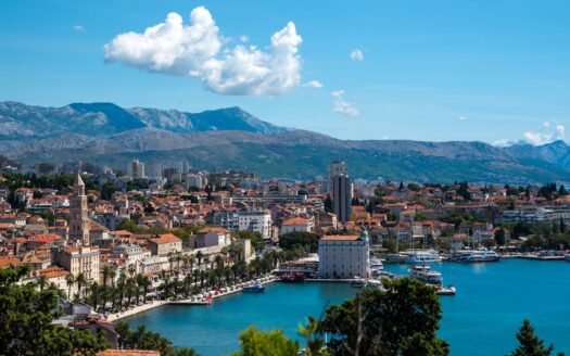 Aerial view of the coastline in Split, Croatia